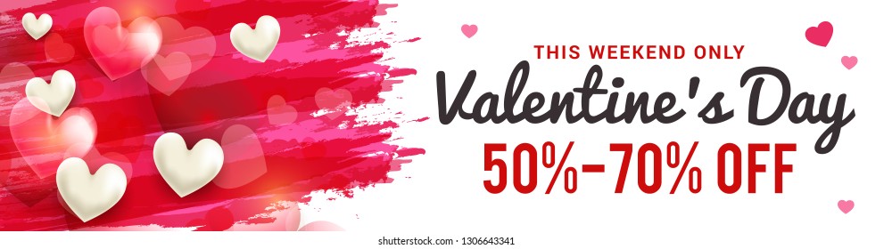 Illustration Of Valentines day background with heart pattern and discount offer for Valentine's day sale. Wallpaper, banner, poster, brochure.