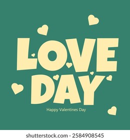 Illustration of Valentine's Day celebration poster with hearts and love day text.