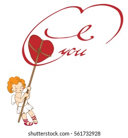  Illustration of a Valentine's Day with cupid. Vector isolated