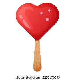 illustration for valentine's day. cute red ice cream. element for postcard, menu, congratulations