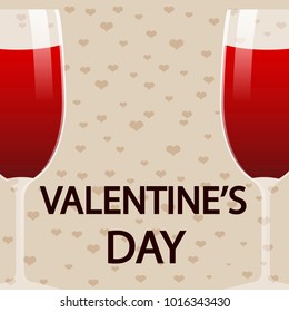 Illustration for Valentine's day with glasses of wine. Vector illustration