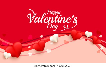 Illustration Of Valentines Day Greeting Card Background With Styles Lettering Design.