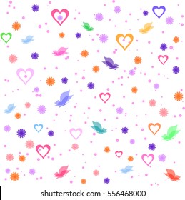 Illustration of Valentine's Day with hearts and butterflies. Vector background.