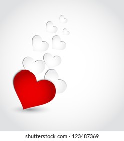 Illustration Valentine's day invitation with paper hearts - vector