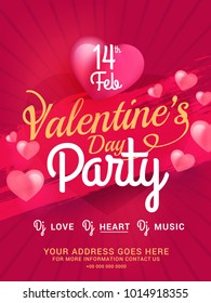 Illustration Of Valentines Day Party Flyer Design.