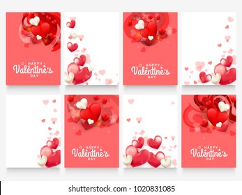 Illustration Of Valentines Day Sale Background With Shiny Heart,Banner,Poster Or Brochure Template Design sets,Easy To Edit.