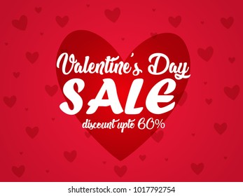 Illustration Of Valentines Day Sale Background,Banner,Poster Or Brochure Template Design,Easy To Edit.