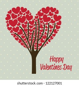 illustration of valentines day, tree of hearts, vector illustration