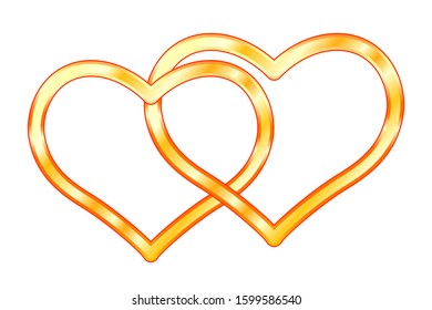 Illustration of the valentine's day two gold hearts