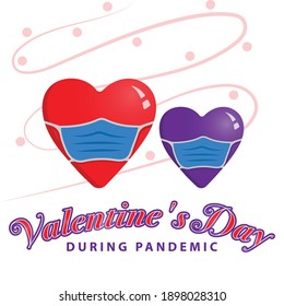 Illustration of Valentine's Day using a mask because it is still a Covid-19 pandemic