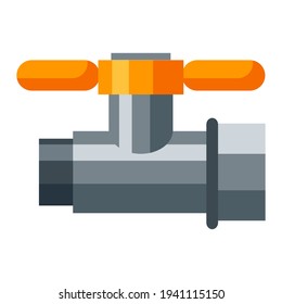 Illustration of valve on pipe. Adversting icon or image for industry.