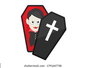 Illustration of a vampire in a casket.