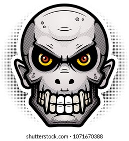 An illustration of a vampire looking evil.
