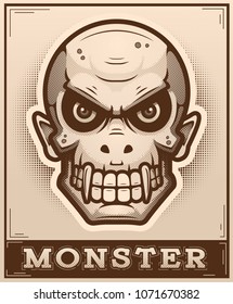 An illustration of a vampire on a poster.