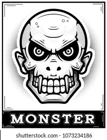 An illustration of a vampire on a poster.