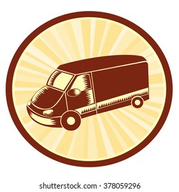 Illustration of van done in retro style.