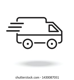 Illustration Of Van Thin Line Icon Design  .Delivery Van.Logistics Line Icon, Transportation, Delivery