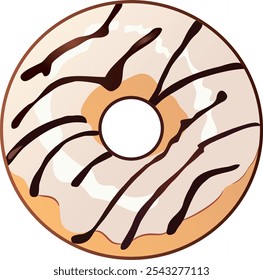 Illustration of Vanilla Frosting Donut with a Slight Chocolate Drizzle