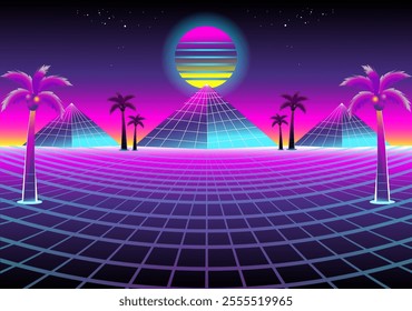 Illustration Vaporwave Cosmic Piramid Dreamland