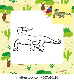 Illustration Varan Komodo Dragon Coloring Book Stock Vector (Royalty ...