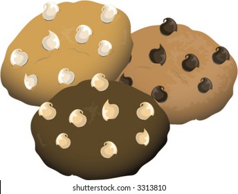 illustration of a vareaity of cookies with chips.