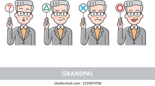 Illustration variation of the correct pointer and the wrong pointer held by the elderly male