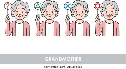 Illustration variation of the correct pointer and the wrong pointer held by the elderly female