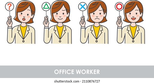 
Illustration variation of the correct pointer and the wrong pointer held by female employees