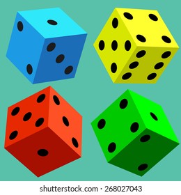 Illustration of the varicolored dice cubes