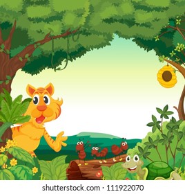 illustration of various animals in the forest