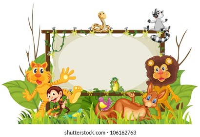 illustration of various animals on a white background