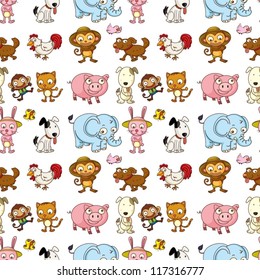 illustration of various animals on a white background