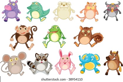 illustration of various animals on white