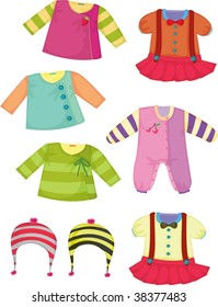illustration of various apparel on white