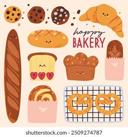 Illustration of various baking elements.The design captures the essence of the bakery field, perfect for culinary and cooking-themed content.