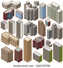 Illustration of various buildings