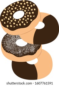Illustration of various chocolate donuts