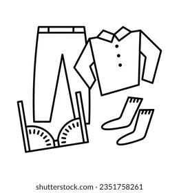 Illustration of various clothes. That's her pants, shirt, bra, and socks.