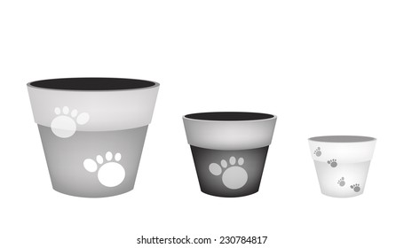 Illustration Various Color of Empty Ceramic Flower Pots or Clay Plant Pots Isolated on A White Background. 
