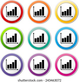 illustration of various color set of graph icons