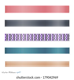 Illustration of various colorful ribbons isolated on a white background.