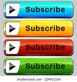 Illustration of various colors set of subscribe web buttons
