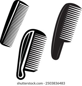 Illustration of various combs, showcasing different shapes, sizes, and teeth patterns, each designed for specific hair types and styling.