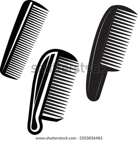 Illustration of various combs, showcasing different shapes, sizes, and teeth patterns, each designed for specific hair types and styling.