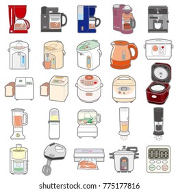 Illustration of various electric appliances / Kitchenware