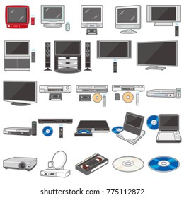 Illustration of various electric appliances / television