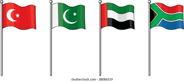 illustration of various flags on white