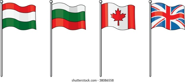 illustration of various flags on white