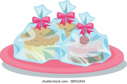 illustration of various food items on white
