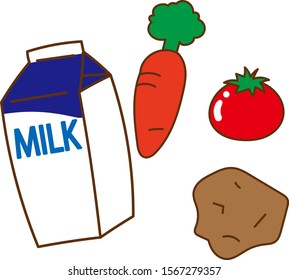 Illustration of various food sets